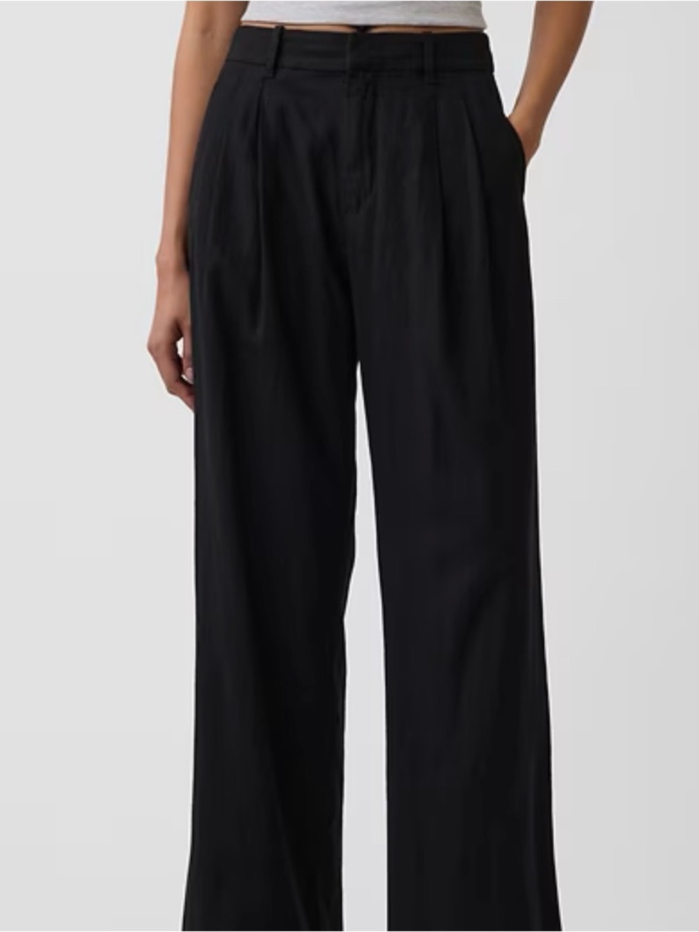 High-Rise Linen-Blend Black Trousers